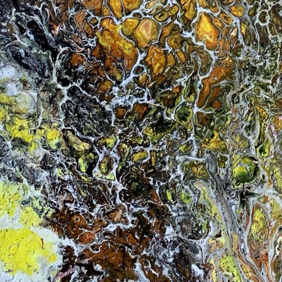 Original Artwork Canvas Painting Peace Brown Yellow Black 16 x 12 - Picture 9 of 11